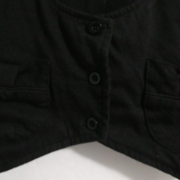 Black Cropped Vest | 10/12 medium | Button Down Front With Pockets - Picture 7 of 14